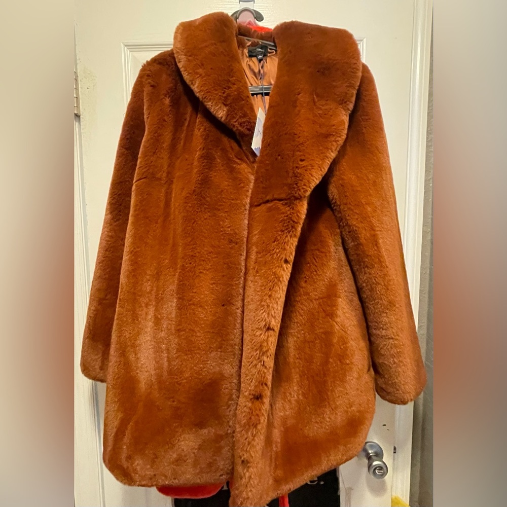 Brown MAJORELLE Faux Fur Jacket
